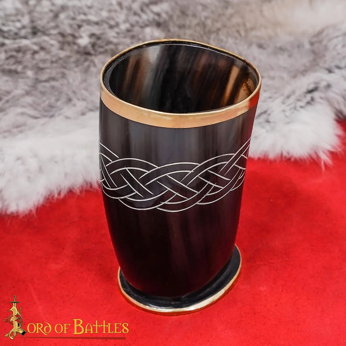 Ceremonial Drinking Horn Chalice with Brass Rim Ceremonial Drinking Horn Chalice with Brass Rim - Image 6