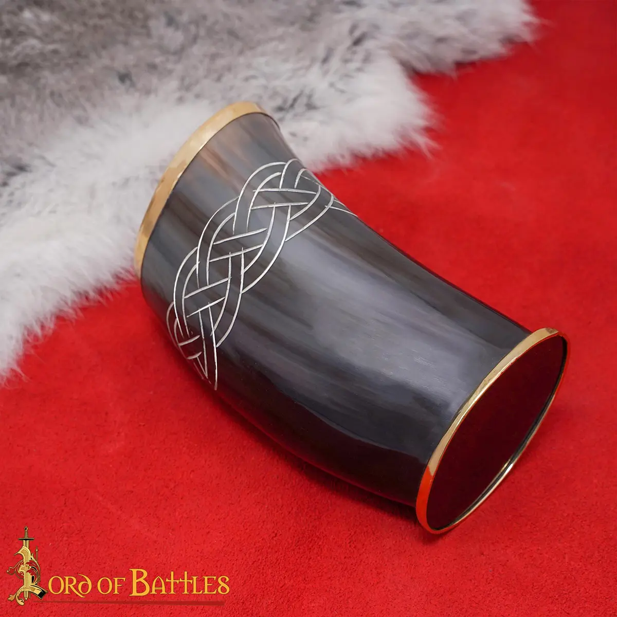 Ceremonial Drinking Horn Chalice with Brass Rim Ceremonial Drinking Horn Chalice with Brass Rim - Image 5