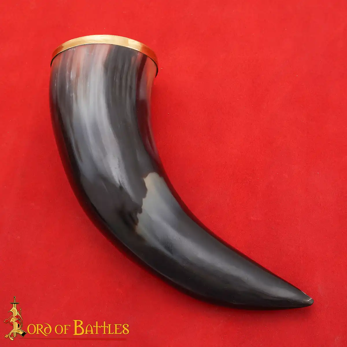 Medieval Viking Drinking Horn with Solid Brass Rim Medieval Viking Drinking Horn with Solid Brass Rim