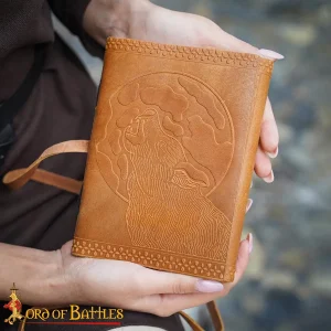 Wolf on Moon Design Leather Journal