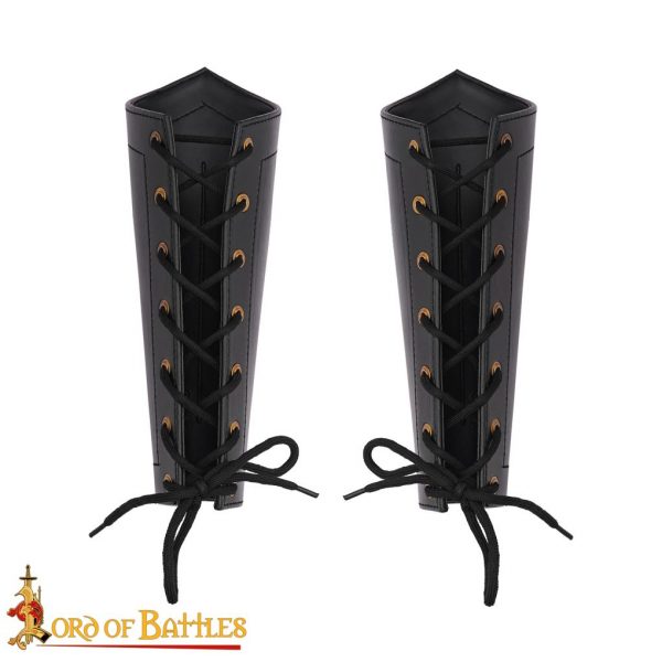 Medieval Fantasy Faux Leather Greaves - Image 2
