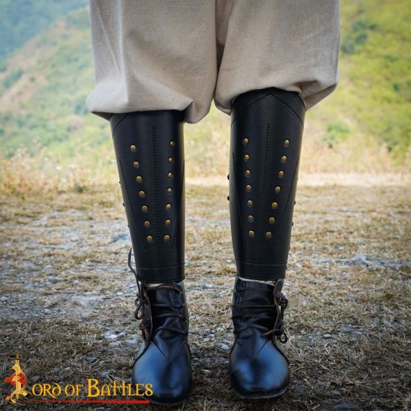 Medieval Fantasy Faux Leather Greaves - Image 6