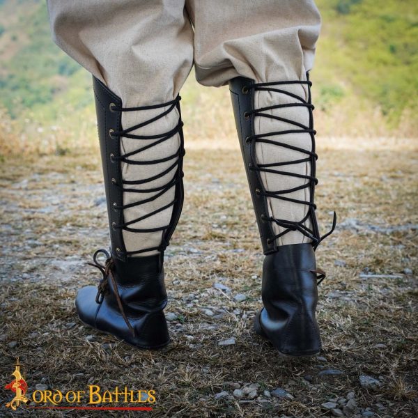 Medieval Fantasy Faux Leather Greaves - Image 7