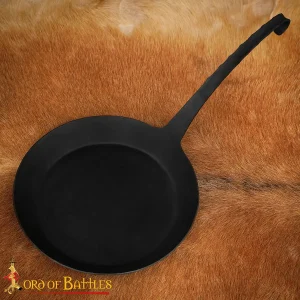 Medieval Hand-Forged Iron Camping Pan, Rustic Outdoor Cooking Pan