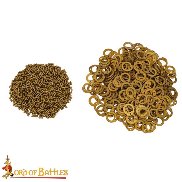 Solid Brass Loose Rings, Flat Rings with Dome Rivets, 6 mm 18 gauge, Craft and Repair Chainmail Armour
