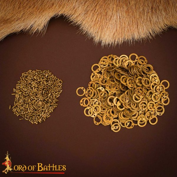 Solid Brass Loose Rings, Flat Rings with Dome Rivets, 6 mm 18 gauge, Craft and Repair Chainmail Armour - Image 5