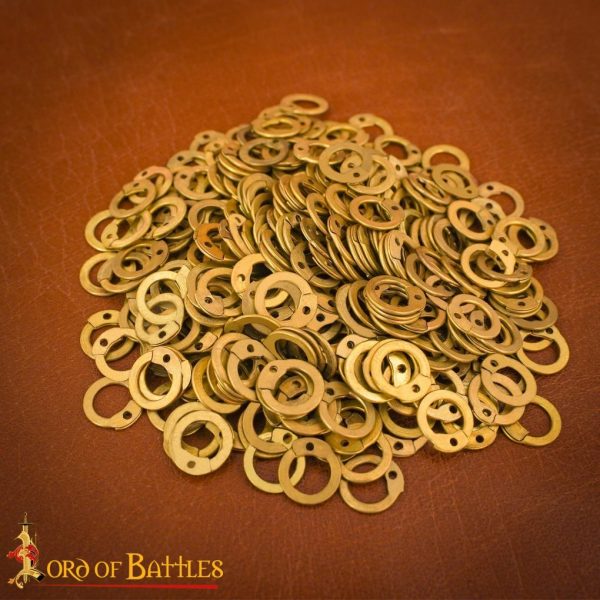 Solid Brass Loose Rings, Flat Rings with Dome Rivets, 6 mm 18 gauge, Craft and Repair Chainmail Armour - Image 7