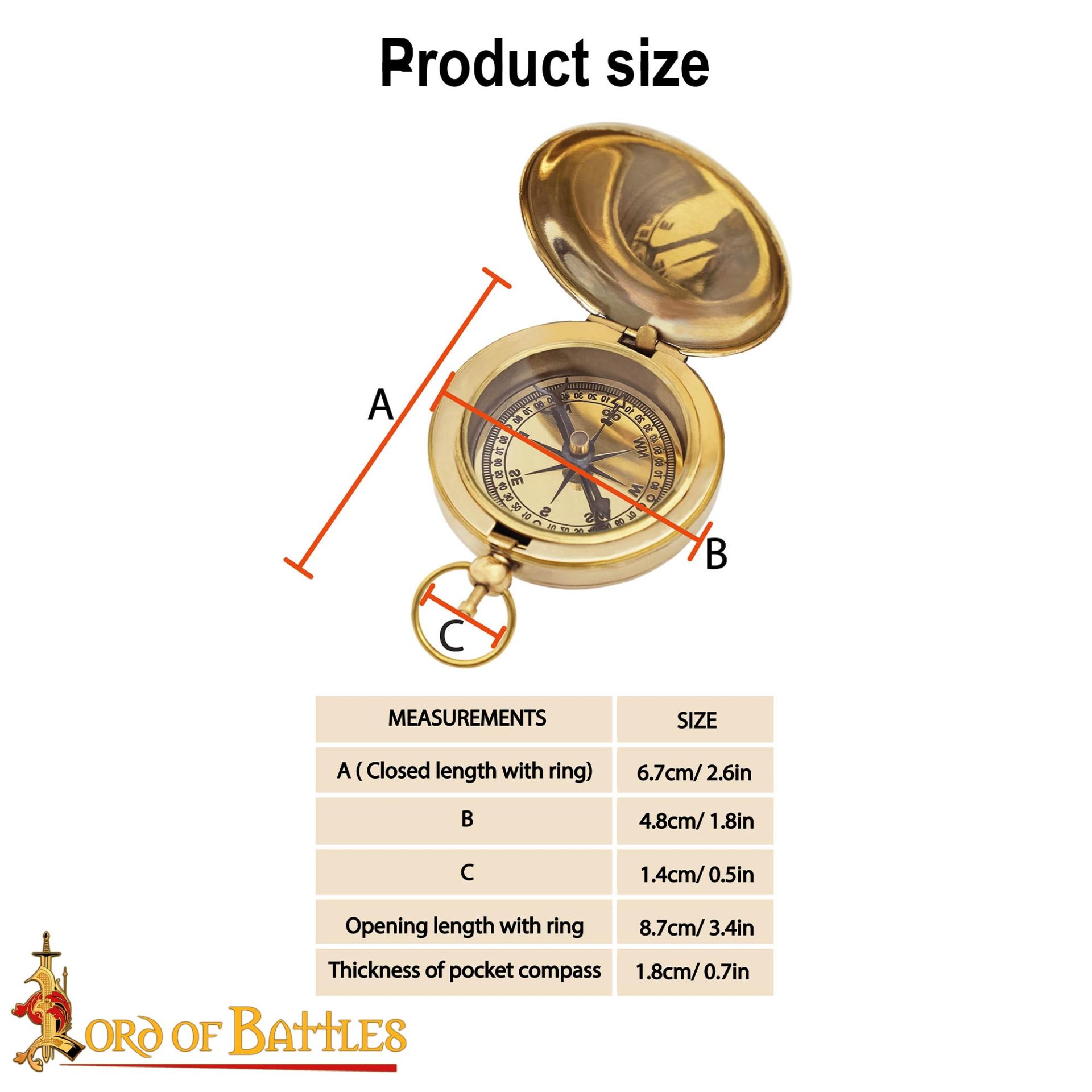 Handcrafted Brass Adventurers Pocket Compass - 11105 2