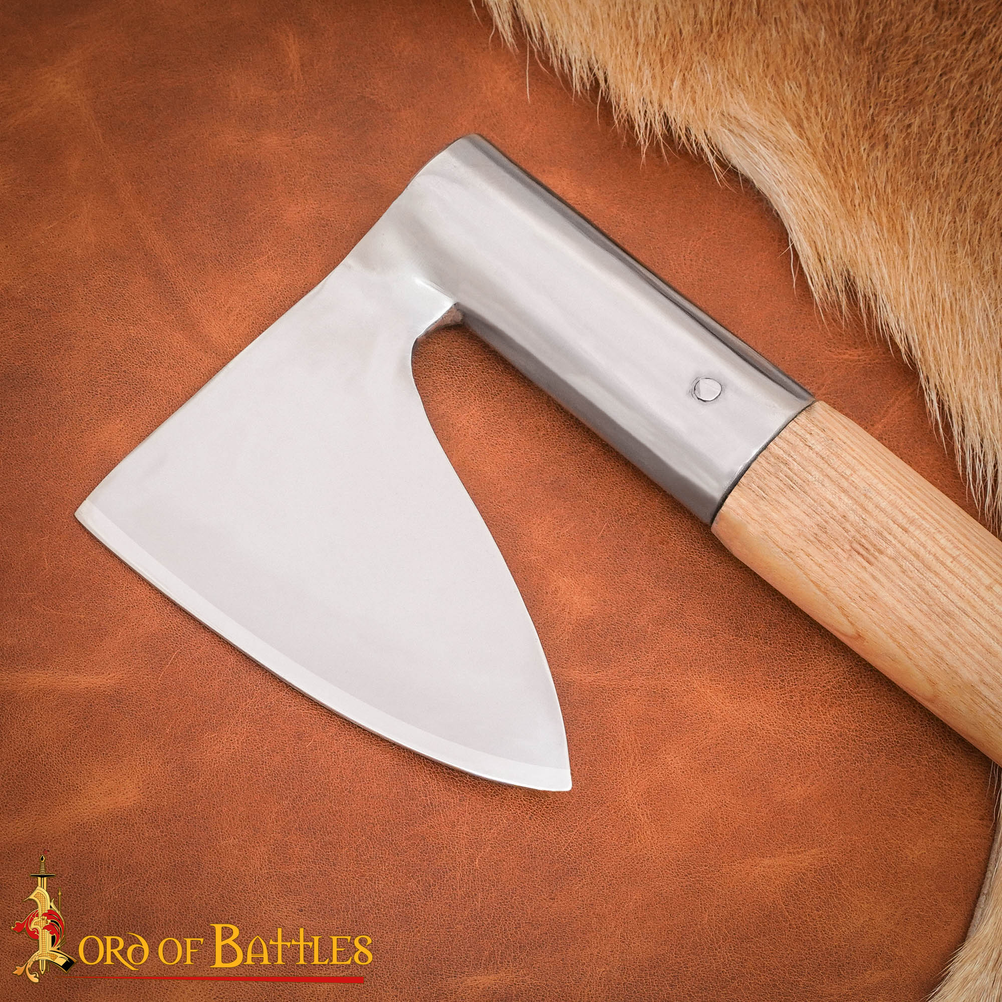 Medieval Steel Bearded Axe with Hammer Poll-25564-ASH 4