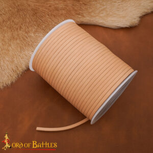 50m Medieval Flat Leather Lacing – Vegetable-Tanned Cord for Craft & Kit