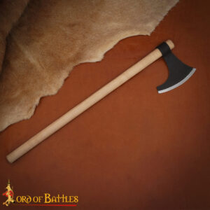 Viking Bearded Axe Carbon Steel Forged Blade & Wood Shaft, Norse Warrior Battle Axe LARP, Collectible