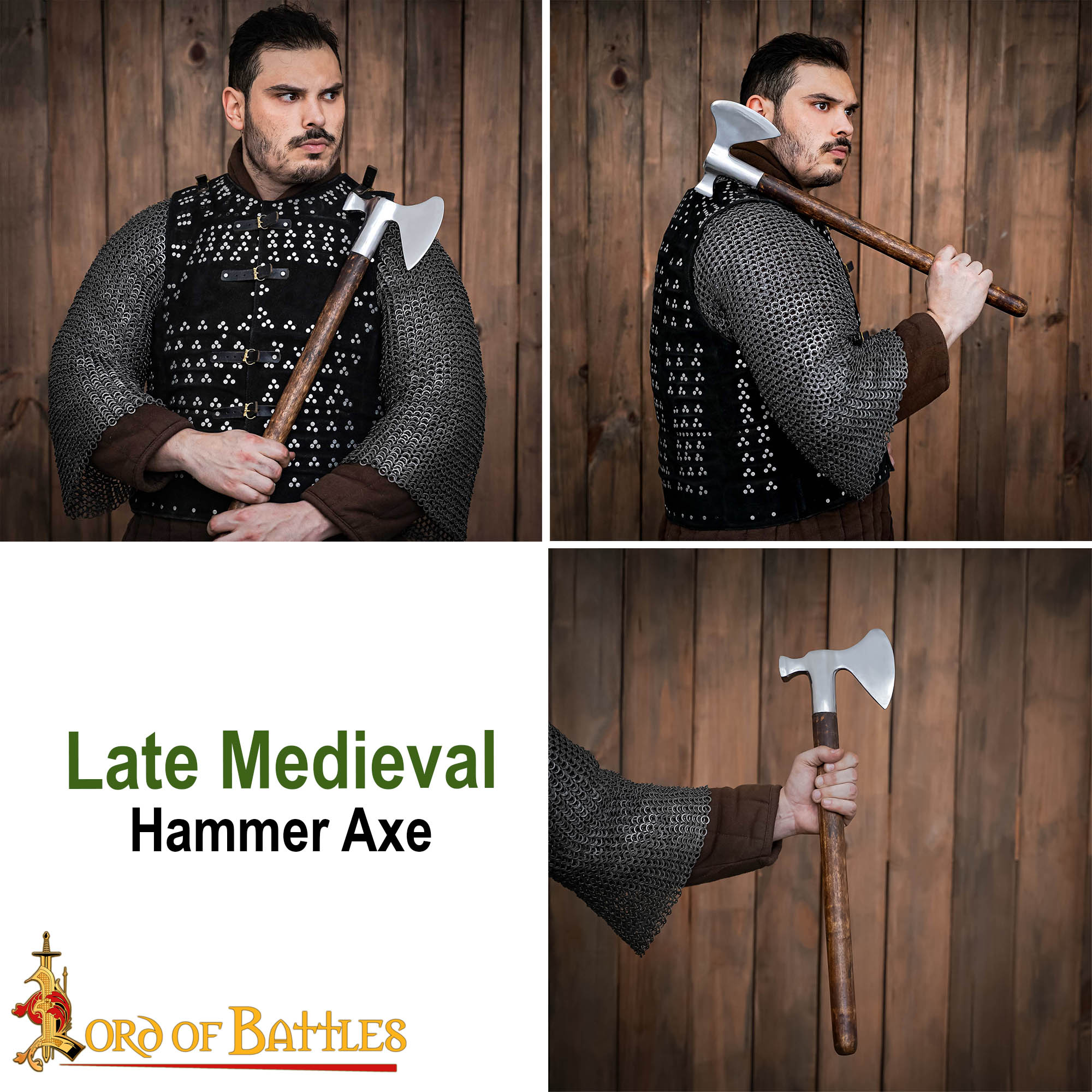 18th Century Hand-Forged Tomahawk Axe Hammer Poll Ash Handle-25563 7