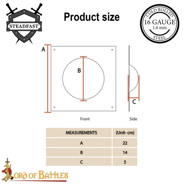 Square Shield Boss Handmade Steel Umbo for Roman Scutum Shields - Image 3