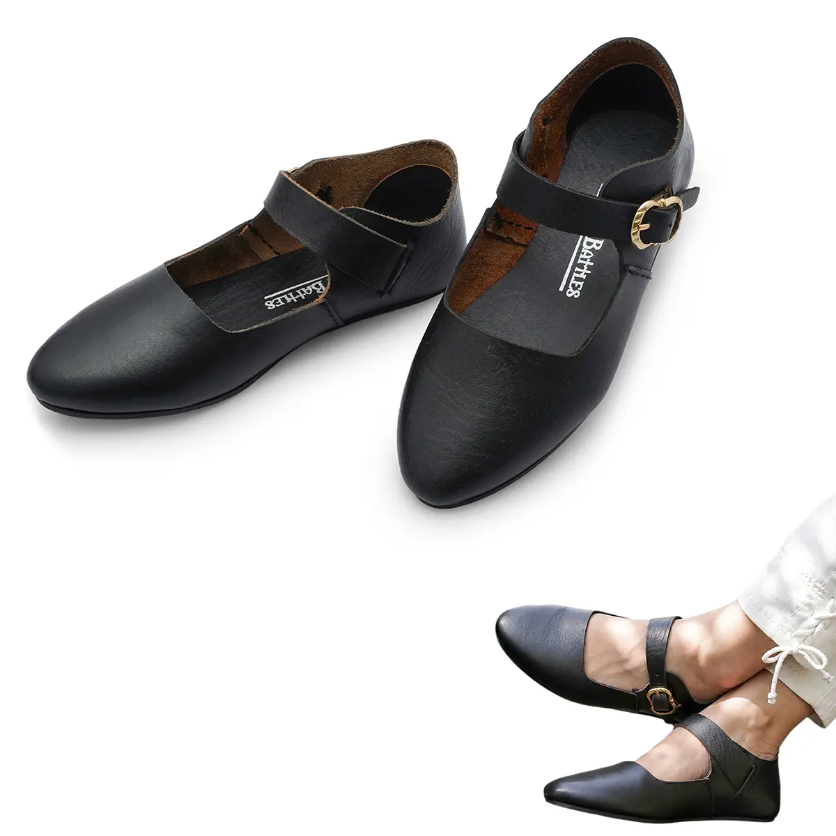 Medieval Latchet Shoes with Brass Buckle Medieval Latchet Shoes with Brass Buckle - Image 3