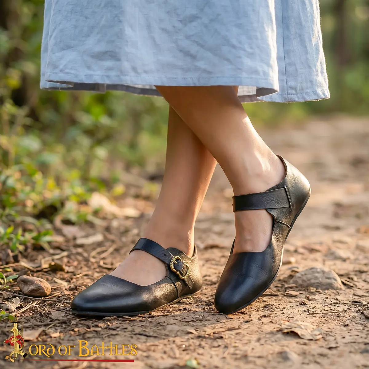 Medieval Latchet Shoes with Brass Buckle Medieval Latchet Shoes with Brass Buckle - Image 7