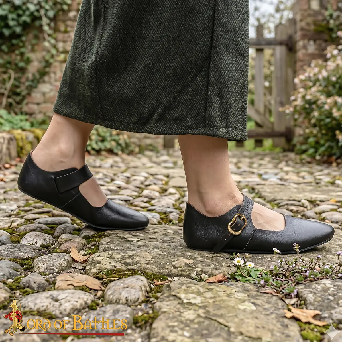 Medieval Latchet Shoes with Brass Buckle Medieval Latchet Shoes with Brass Buckle - Image 6