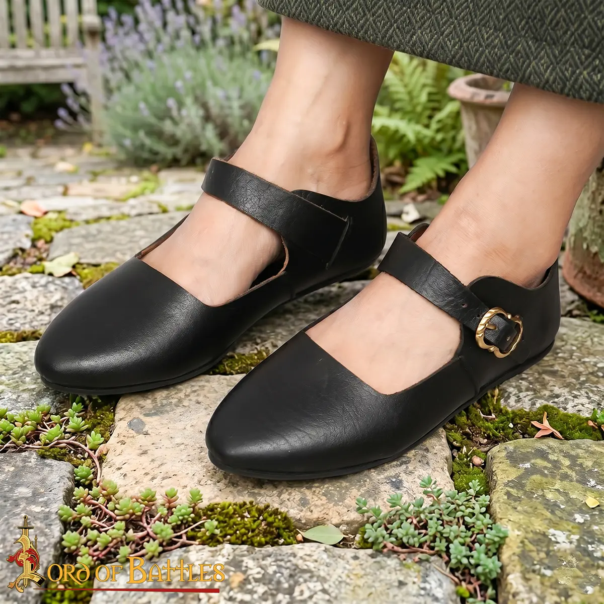 Medieval Latchet Shoes with Brass Buckle Medieval Latchet Shoes with Brass Buckle - Image 5