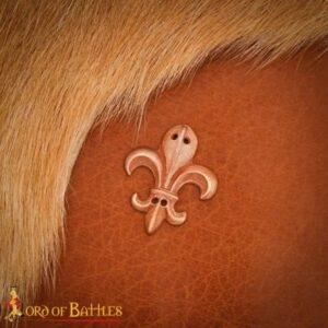 Lost-wax Cast Bronze Fleur de Lys Belt Mount with Stitching Holes