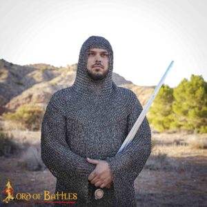 Round Ring Chainmail Classic Coif, Riveted, 8 mm 18 gauge, Mild Steel