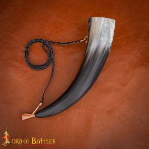 Viking Genuine Blowing Horn / Gjallarhorn with Intricate Lost-wax Cast Bronze Mouthpiece