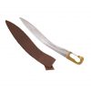 Decorative Falcata Sword with Pure Brass Handle and Leather Scabbard