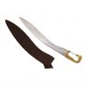 Decorative Falcata Sword with Pure Brass Handle and Leather Scabbard