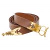 Gothic Leather Belt with Pure Solid Brass Buckle and Chape