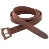Ornate Viking Leather Belt with Antique Brass Buckle and Chape