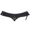 Medieval Black Genuine Leather Accessory with Steel Ring