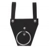 Black Genuine Leather Frog with Steel Ring