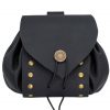 Medieval Leather Belt Pouch with Antique Brass Button
