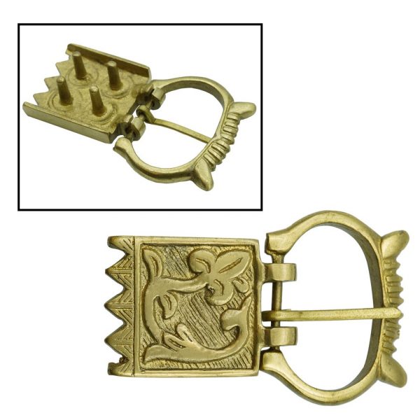 Late Medieval Floral Pure Solid Brass Buckle Belt Accessory