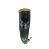 Engraved Twin Ravens Drinking Horn with Brass Fittings Handcrafted Genuine Ox Horn