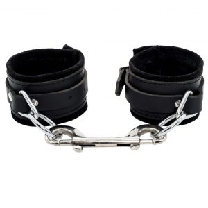 Genuine Leather Handcuffs with Metal Snap Hooks