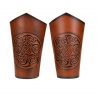 Genuine Leather Bracers with Embossed Celtic Spiral Design
