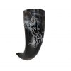 Engraved Stallion Drinking Horn Handcrafted Genuine Ox Horn