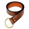 Handcrafted Fantasy Leather Belt with Pure Brass Ring Buckle