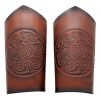 Genuine Leather Bracers with Embossed Celtic Spiral Design