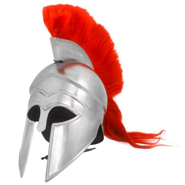 Greek hoplite Corinthian Steel Helmet with Rich Battle Crest - Image 15