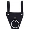 Black Genuine Leather Frog with Steel Ring
