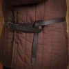 Medieval Genuine Leather Belt Viking Knot Work on Antiqued Brass Fittings