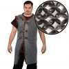 Flat Ring Chainmail Byrnie with leather, Riveted, ID 9 mm, Natural