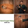 Hand Forged Viking Bearded Axe with Genuine Leather Sheath