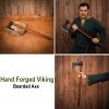 Hand Forged Viking Bearded Axe with Genuine Leather Sheath