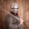 Medieval Italian Bellows Face Sallet Helmet with Padded Liner