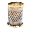 Medieval Viking Horn Shot Glass with Pure Brass Rim Handcrafted Genuine Ox Horn