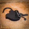 Rugged Medieval Iron Padlock with Chainmail Keychain and Paired Keys