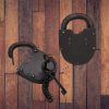 Medieval Hand Forged Iron Padlock with Functional Paired Keys