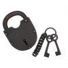 Medieval Hand Forged Iron Padlock with Functional Paired Keys