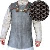Flat Ring Chainmail Byrnie with leather, Riveted and Alternating, ID 6 mm, Natural